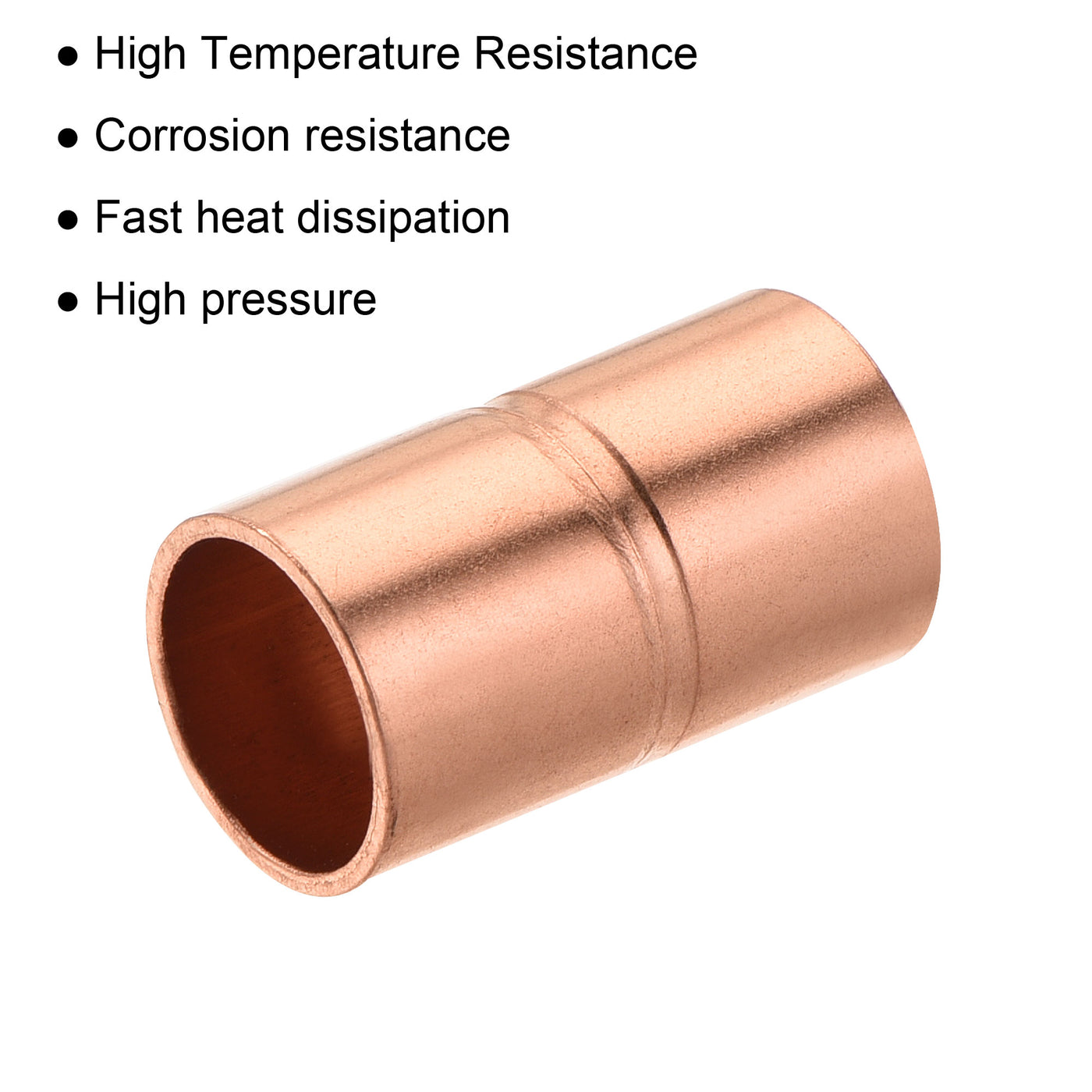Harfington Straight Copper Coupling Fittings, 5/16 Inch ID Welding Joint for HVAC Air Conditioner, with Rolled Tube Stop Sweat Ends, Pack of 5