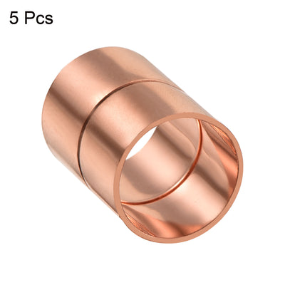 Harfington Straight Copper Coupling Fittings, 5/8 Inch ID Welding Joint for HVAC Air Conditioner, with Rolled Tube Stop Sweat Ends, Pack of 5