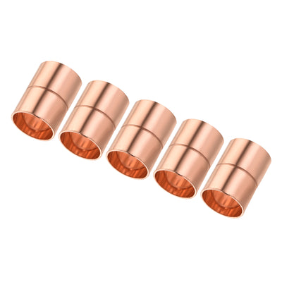 Harfington Straight Copper Coupling Fittings, 5/8 Inch ID Welding Joint for HVAC Air Conditioner, with Rolled Tube Stop Sweat Ends, Pack of 5