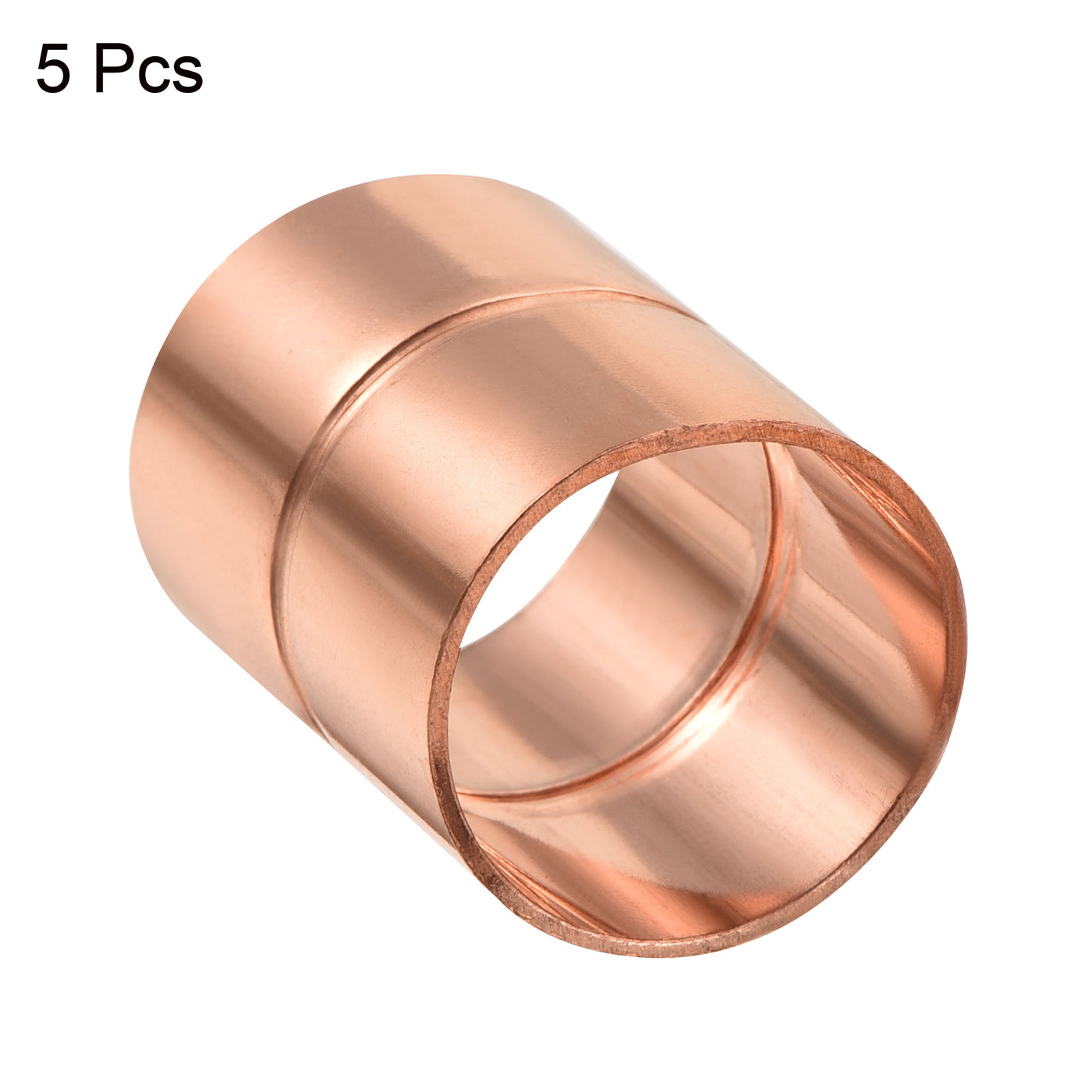 Harfington Straight Copper Coupling Fittings, 3/4 Inch ID Welding Joint for HVAC Air Conditioner, with Rolled Tube Stop Sweat Ends, 0.9mm Thick Pack of 5