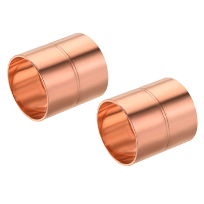 Harfington Straight Copper Coupling Fittings, 1.26 Inch ID Welding Joint for HVAC Air Conditioner, Pack of 2
