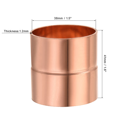 Harfington Straight Copper Coupling Fittings, 1.5 Inch ID Welding Joint for HVAC Air Conditioner