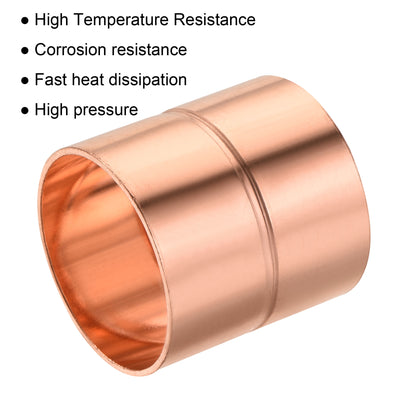 Harfington Straight Copper Coupling Fittings, 1.5 Inch ID Welding Joint for HVAC Air Conditioner