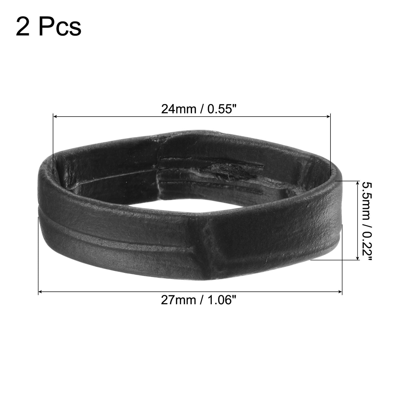 uxcell Uxcell PU Leather Loops Retaining Ring Keeper for 24mm Width Watch Band, Black 2 Pcs