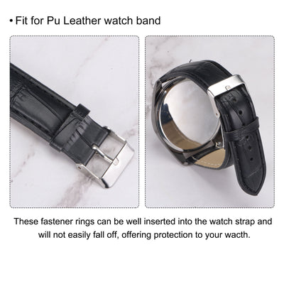 Harfington Uxcell PU Leather Loops Retaining Ring Keeper for 24mm Width Watch Band, Black 2 Pcs