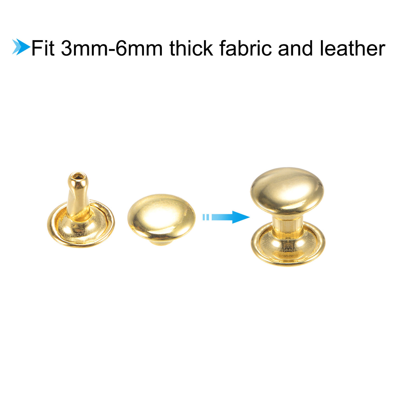 uxcell Uxcell 20 Sets Leather Rivets Gold Tone 8mm Double Cap Brass Rivet Leather Studs