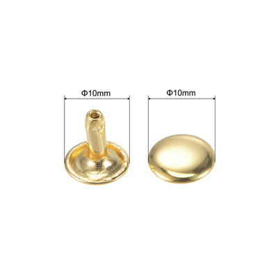 Harfington Uxcell 20 Sets Leather Rivets Gold Tone 10mm Double Cap Brass Rivet Leather Studs