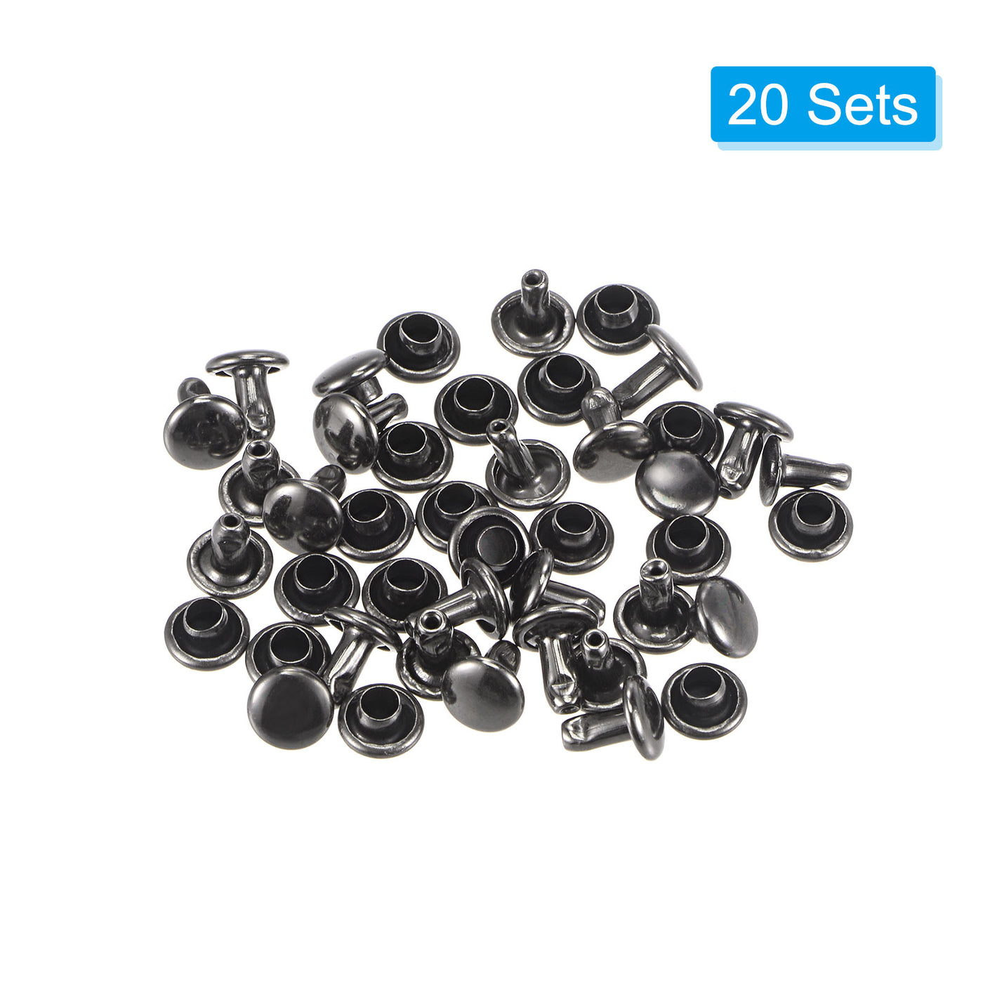 uxcell Uxcell 20 Sets Leather Rivets Dim Gray 6mm Double Cap Brass Rivet Leather Studs