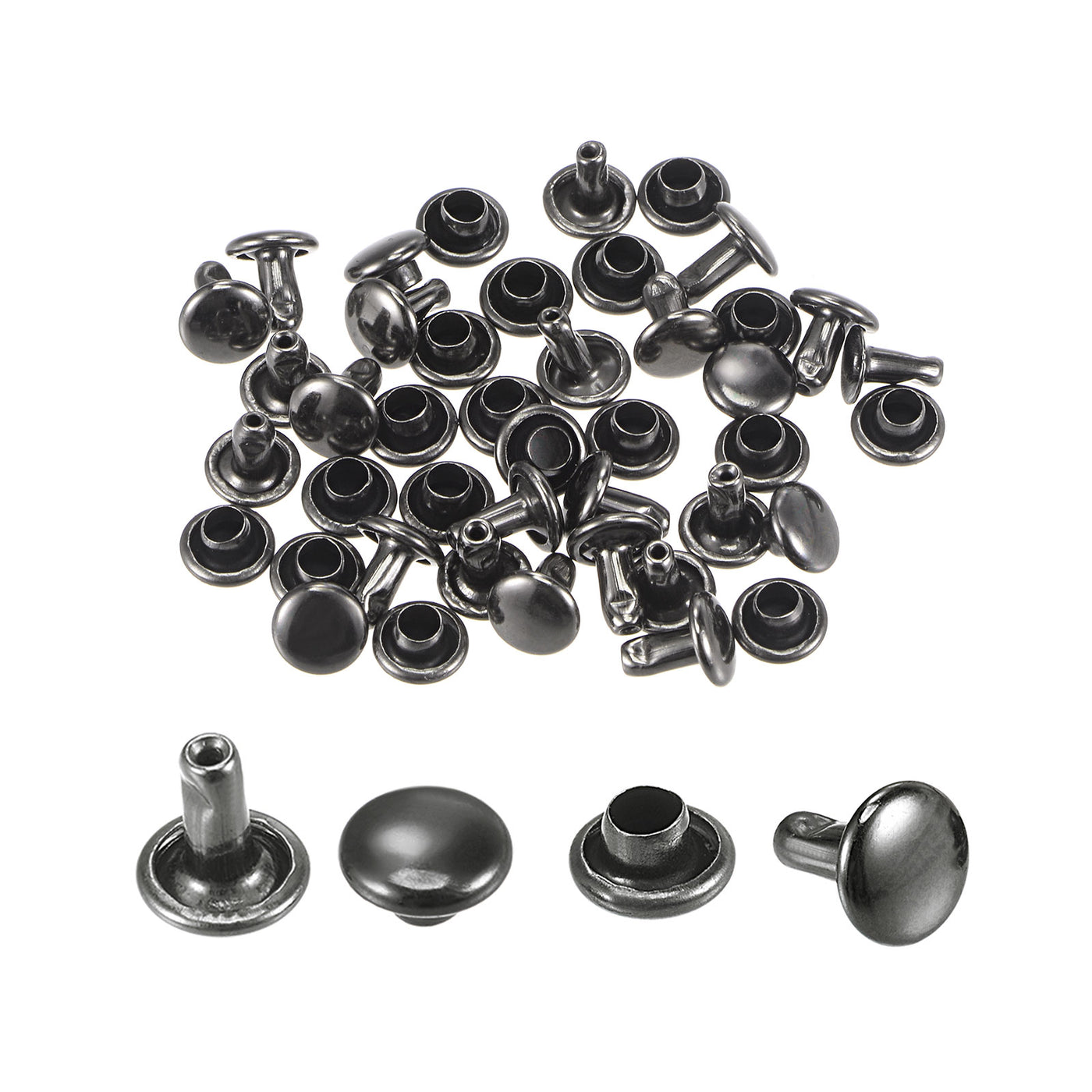 uxcell Uxcell 20 Sets Leather Rivets Dim Gray 6mm Double Cap Brass Rivet Leather Studs