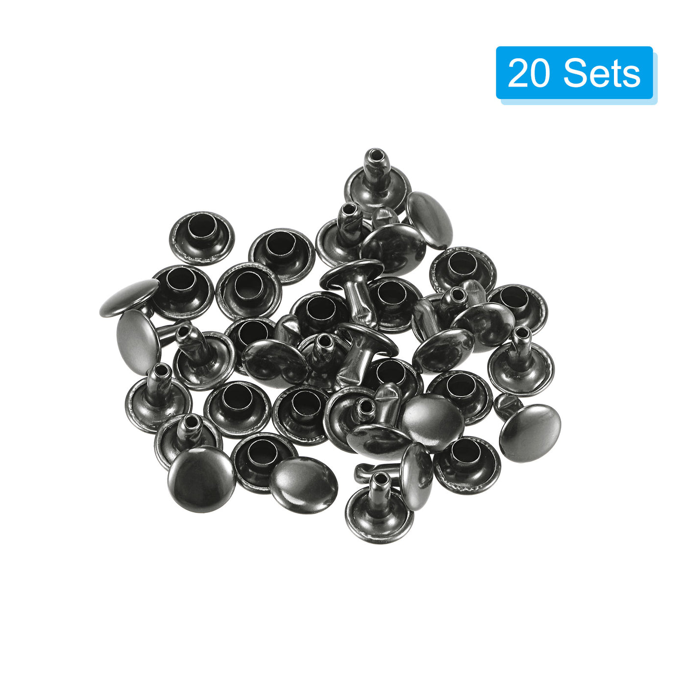 uxcell Uxcell 20 Sets Leather Rivets Dim Gray 8mm Double Cap Brass Rivet Leather Studs