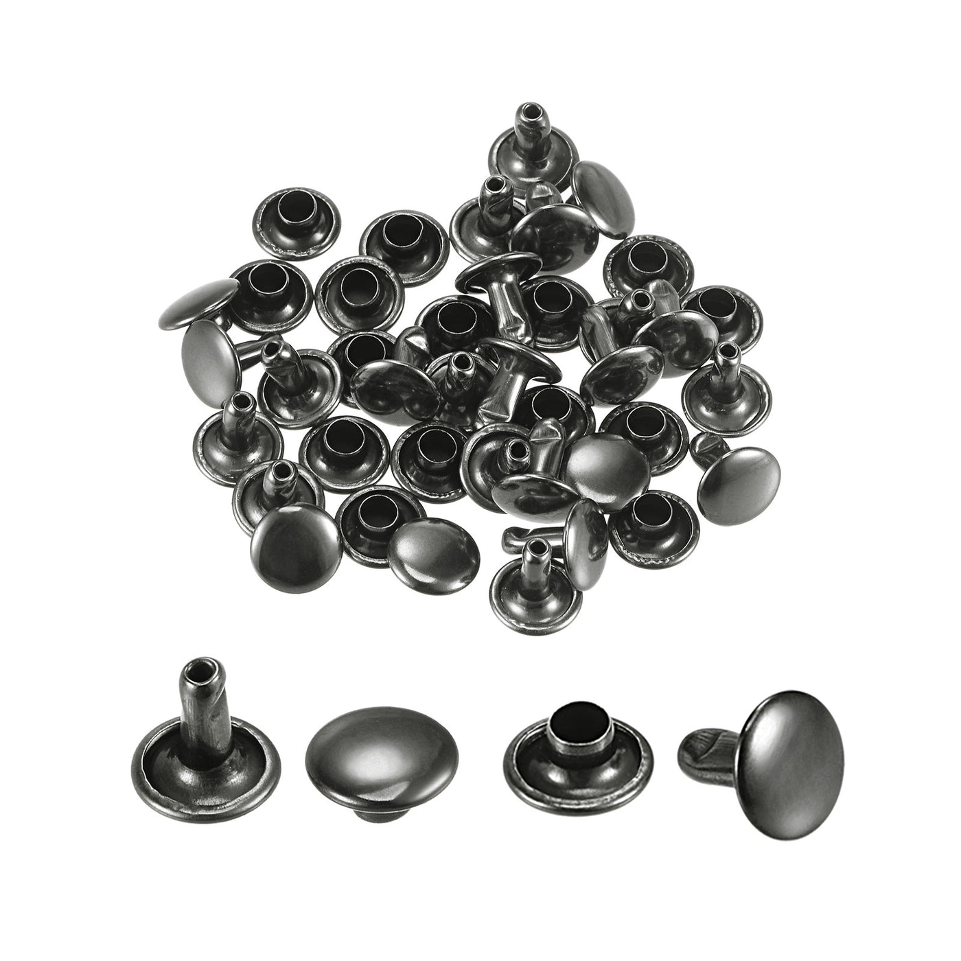 uxcell Uxcell 20 Sets Leather Rivets Dim Gray 8mm Double Cap Brass Rivet Leather Studs