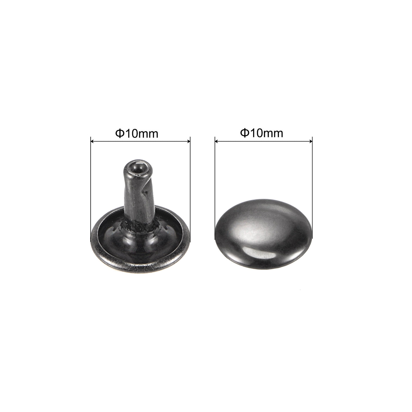 uxcell Uxcell 20 Sets Leather Rivets Dim Gray 10mm Double Cap Brass Rivet Leather Studs