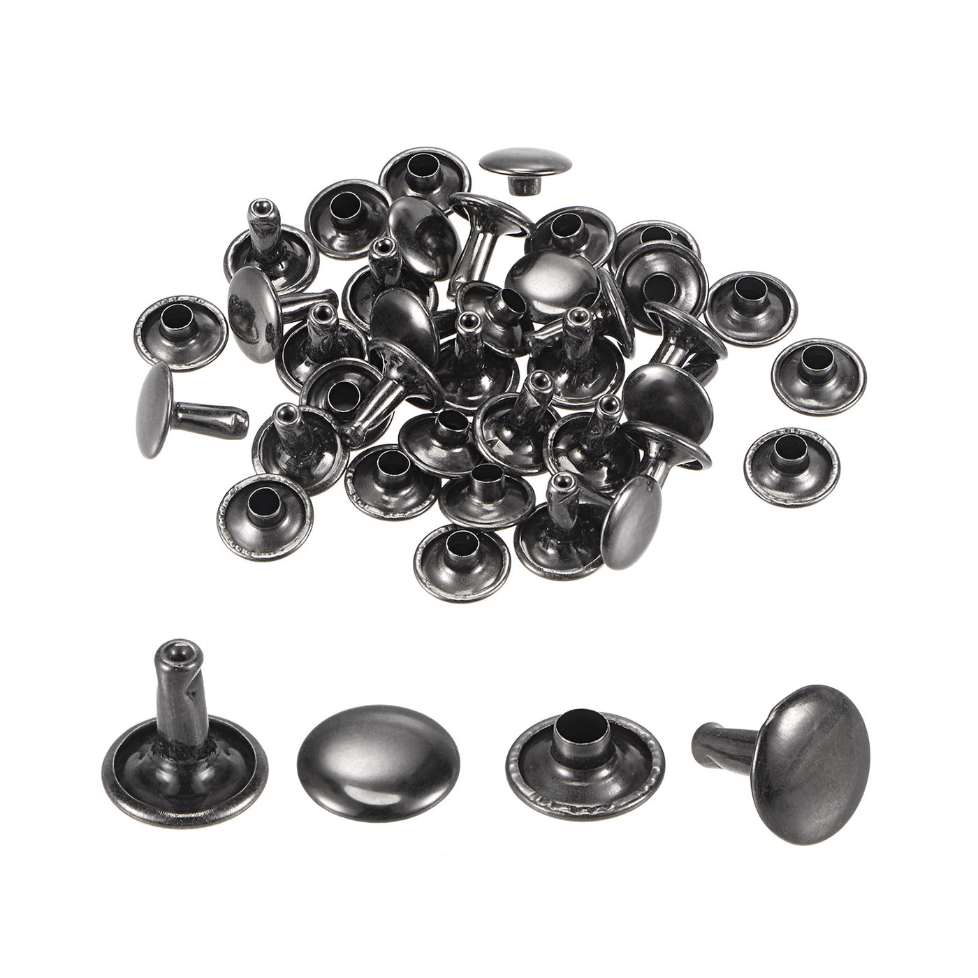 uxcell Uxcell 20 Sets Leather Rivets Dim Gray 10mm Double Cap Brass Rivet Leather Studs