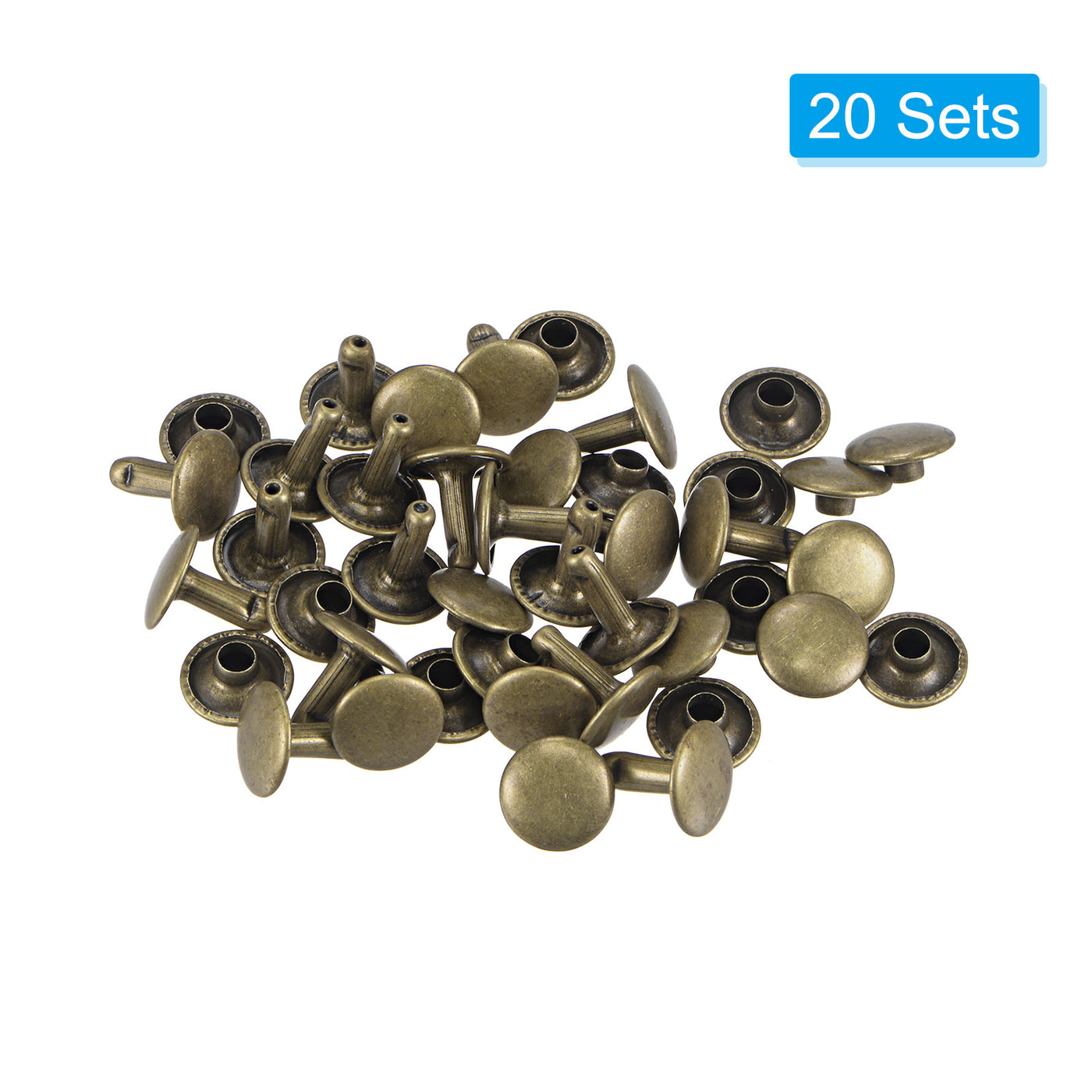 uxcell Uxcell 20 Sets Leather Rivets Bronze Tone 10mm Double Cap Brass Rivet Leather Studs