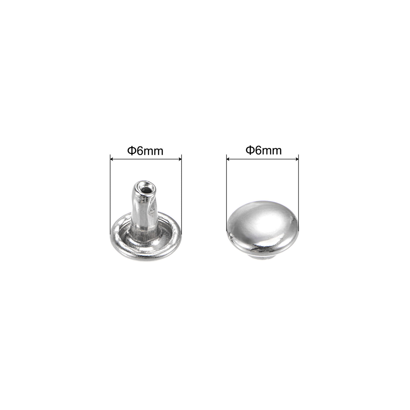 uxcell Uxcell 50 Sets Leather Rivets Silver Tone 6mm Double Cap Brass Rivet Leather Studs