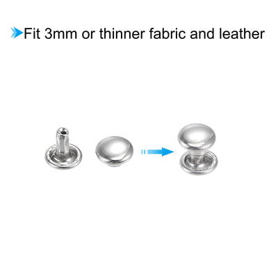 Harfington Uxcell 50 Sets Leather Rivets Silver Tone 6mm Double Cap Brass Rivet Leather Studs