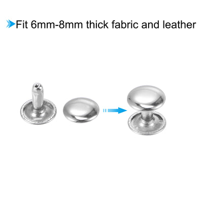 Harfington Uxcell 50 Sets Leather Rivets Silver Tone 10mm Double Cap Brass Rivet Leather Studs