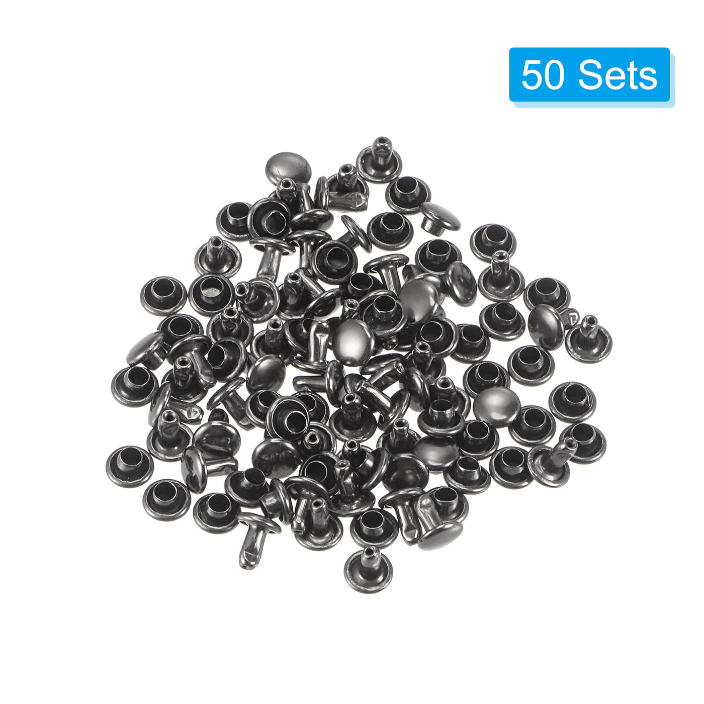 uxcell Uxcell 50 Sets Leather Rivets Dim Gray 6mm Double Cap Brass Rivet Leather Studs