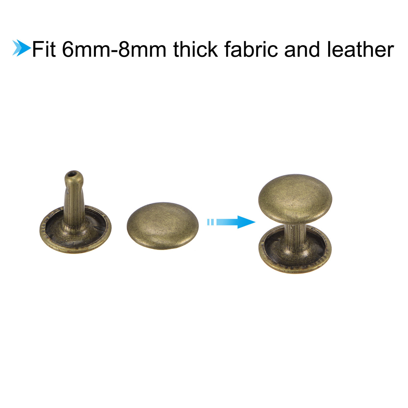 uxcell Uxcell 50 Sets Leather Rivets Bronze Tone 10mm Double Cap Brass Rivet Leather Studs