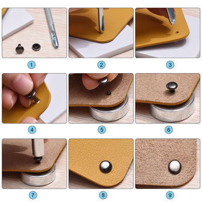 Harfington Uxcell 80 Sets Leather Rivets Kit 4 Colors 8mm Double Cap Brass Rivet Leather Studs
