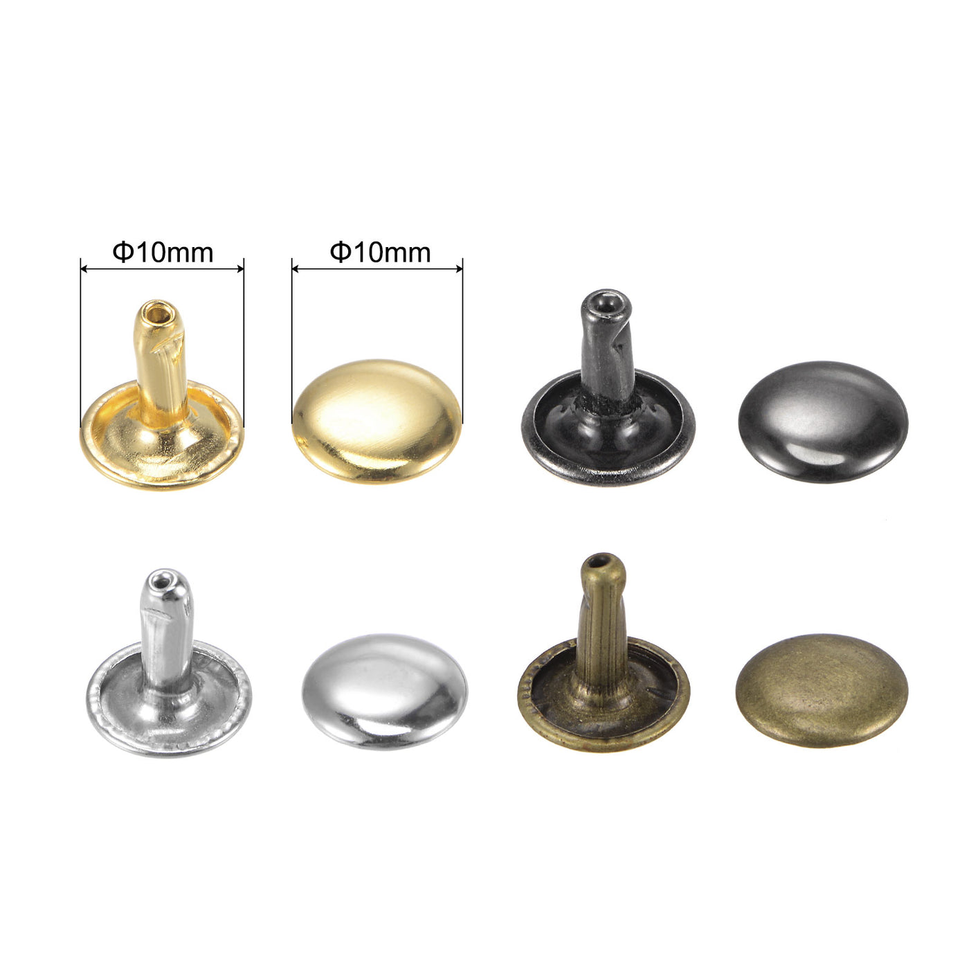 uxcell Uxcell 80 Sets Leather Rivets Kit 4 Colors 10mm Double Cap Brass Rivet Leather Studs
