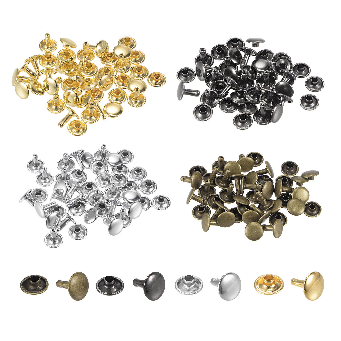 uxcell Uxcell 80 Sets Leather Rivets Kit 4 Colors 10mm Double Cap Brass Rivet Leather Studs