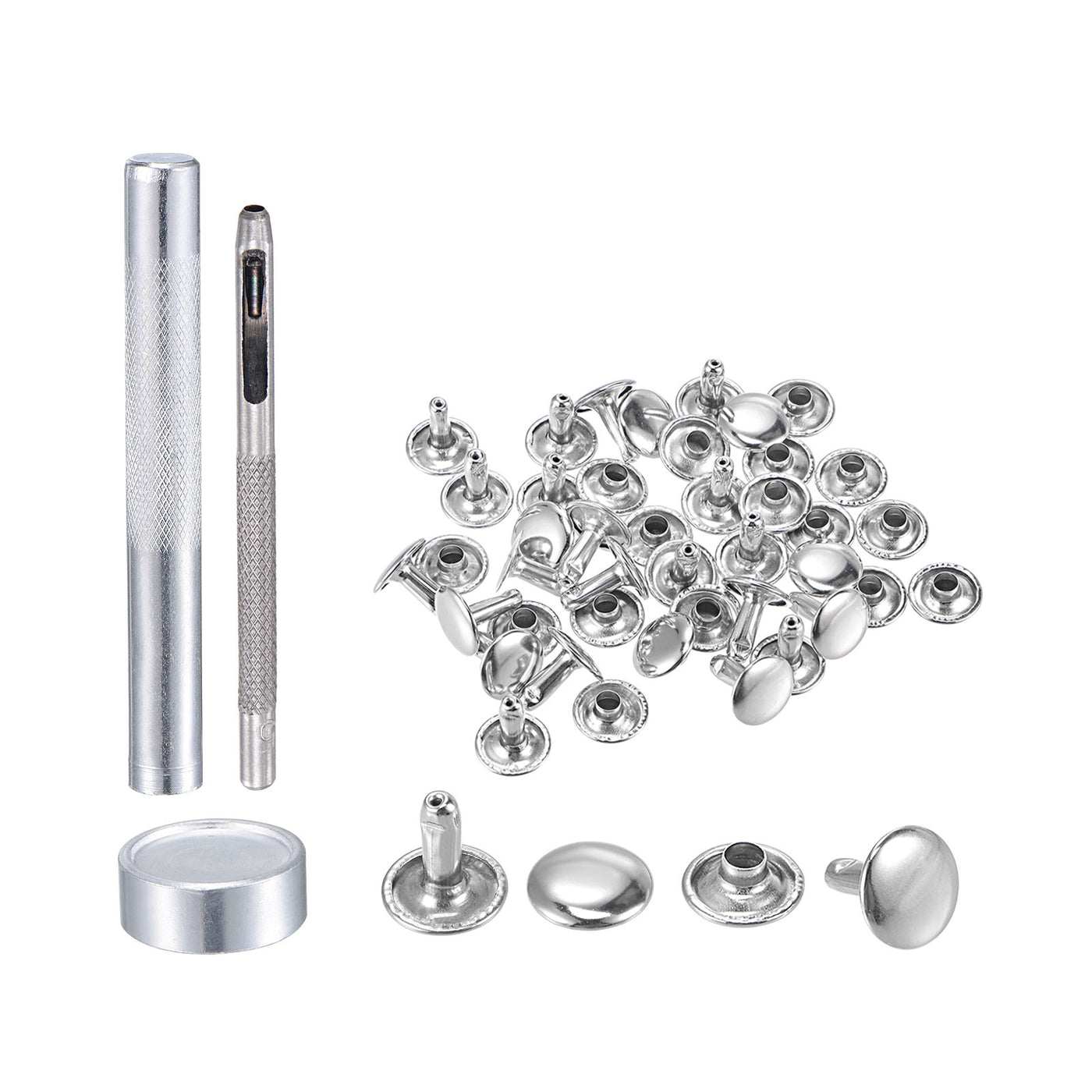 uxcell Uxcell 20 Sets Leather Rivets Silver Tone 10mm Brass Rivet Studs with Setting Tools