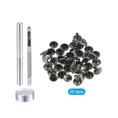 Harfington Uxcell 20 Sets Leather Rivets Dim Gray 8mm Brass Rivet Studs with Setting Tools