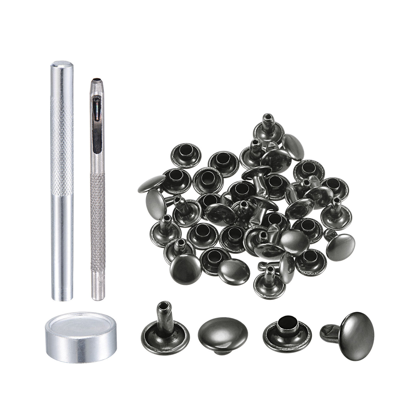 uxcell Uxcell 20 Sets Leather Rivets Dim Gray 8mm Brass Rivet Studs with Setting Tools