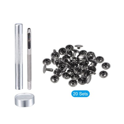 Harfington Uxcell 20 Sets Leather Rivets Dim Gray 10mm Brass Rivet Studs with Setting Tools