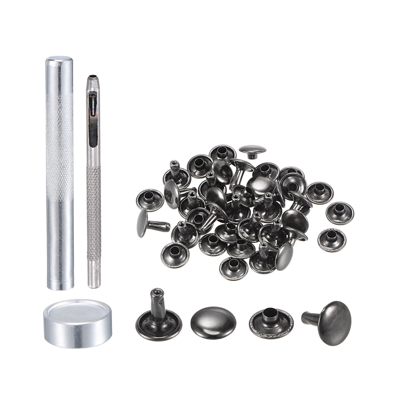 uxcell Uxcell 20 Sets Leather Rivets Dim Gray 10mm Brass Rivet Studs with Setting Tools