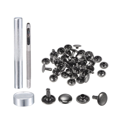 Harfington Uxcell 20 Sets Leather Rivets Dim Gray 10mm Brass Rivet Studs with Setting Tools