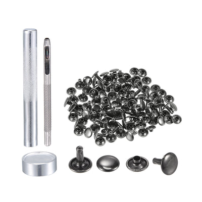 Harfington Uxcell 50 Sets Leather Rivets Dim Gray 10mm Brass Rivet Studs with Setting Tools
