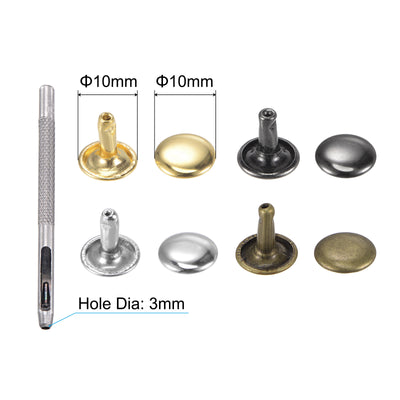 Harfington Uxcell 80 Sets Leather Rivets Kit 4 Colors 10mm Brass Rivet Studs with Setting Tools