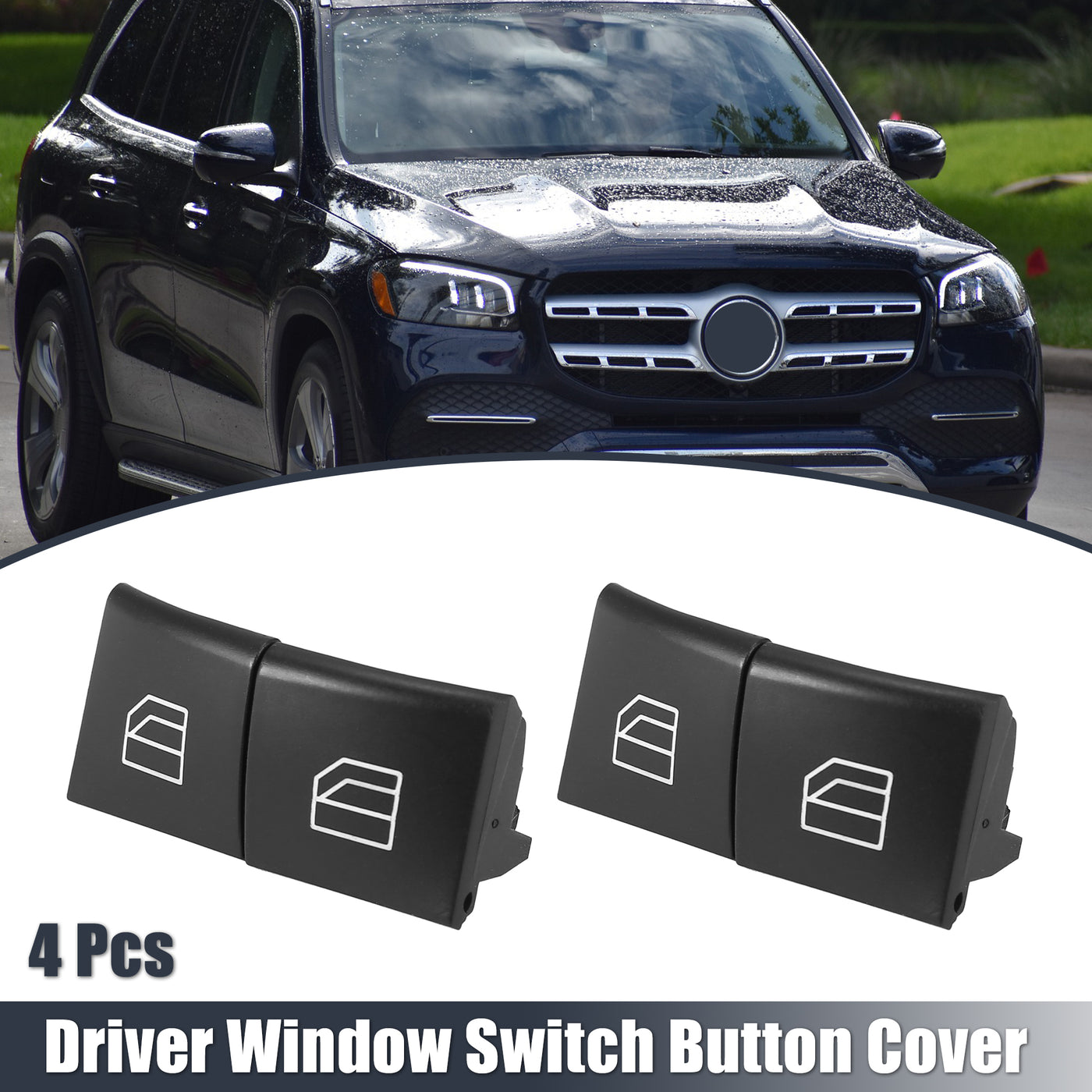 X AUTOHAUX 4pcs Driver Window Switch Button Covers Power Window Master Switch Repair Button Caps Lift Button for Mercedes Benz ML GL R Class W164 X164 W251