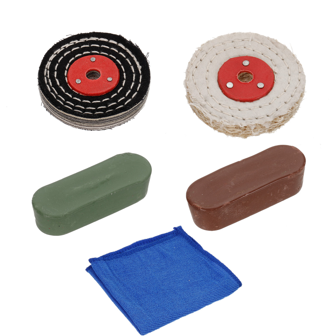uxcell Uxcell Buffing Wheel & Polish Pad Set, Cone/Cylindrica/Mushroom Shape Cotton Polished Wheels with Microfiber Towel, Polishing Compounds