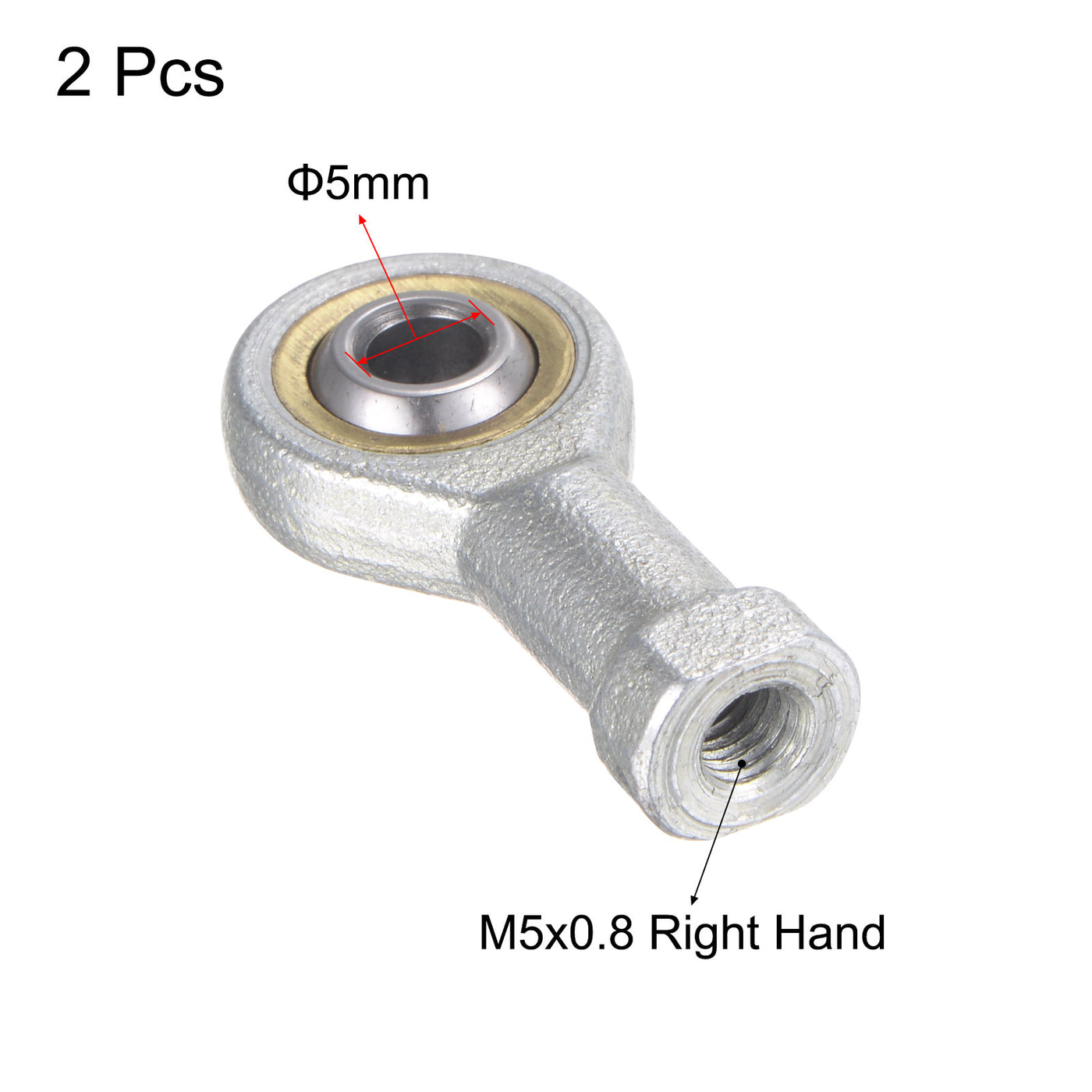 uxcell Uxcell 2pcs SI5TK PHSA5 Rod End Bearing 5mm Bore M5x0.8 Right Hand Female Thread