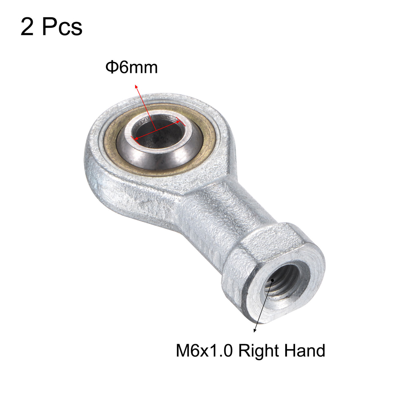 uxcell Uxcell 2pcs SI6TK PHSA6 Rod End Bearing 6mm Bore M6x1.0 Right Hand Female Thread