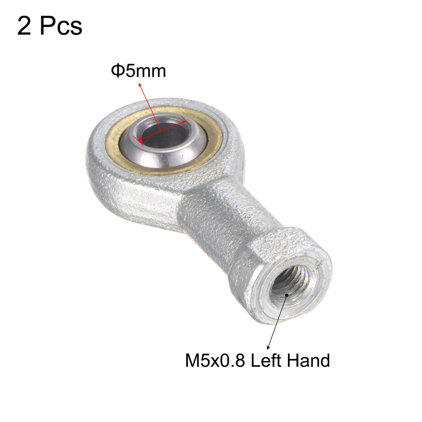 uxcell Uxcell 2pcs SI5TK PHSA5 Rod End Bearing 5mm Bore M5x0.8 Left Hand Female Thread
