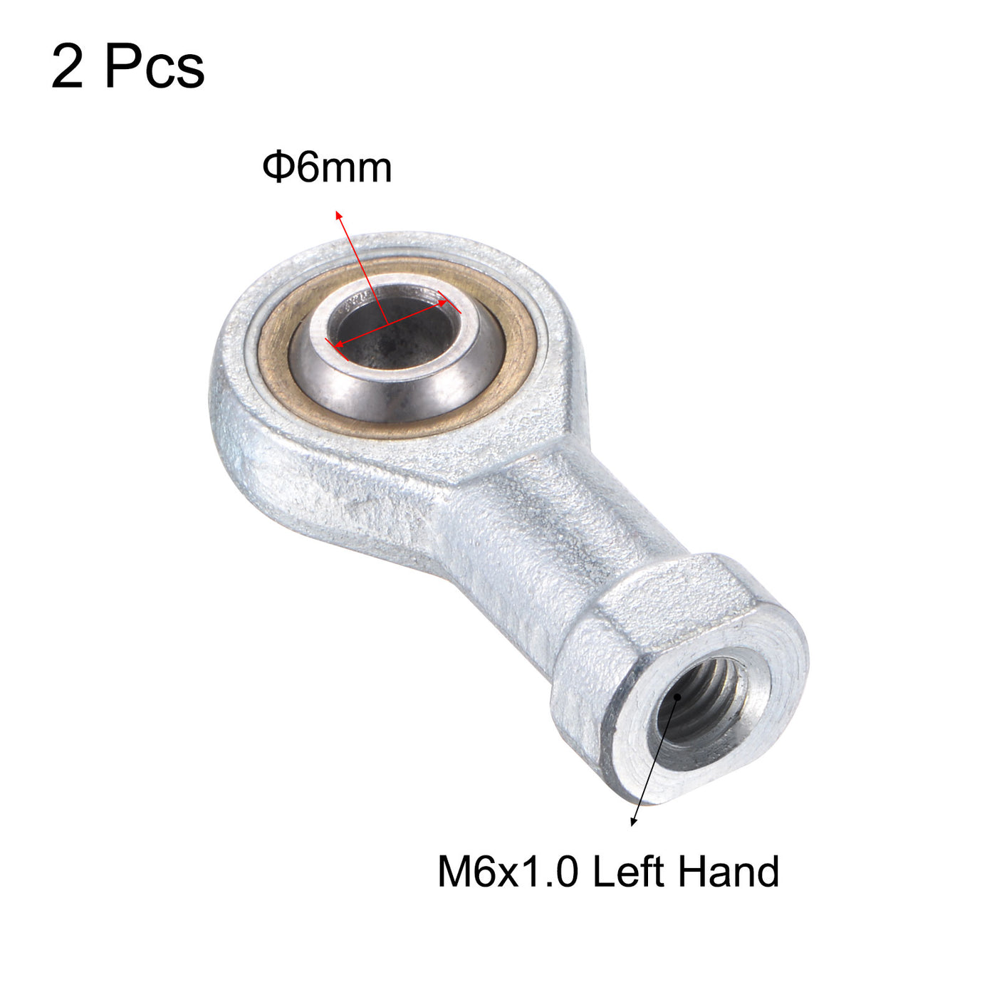 uxcell Uxcell 2pcs SI6TK PHSA6 Rod End Bearing 6mm Bore M6x1.0 Left Hand Female Thread