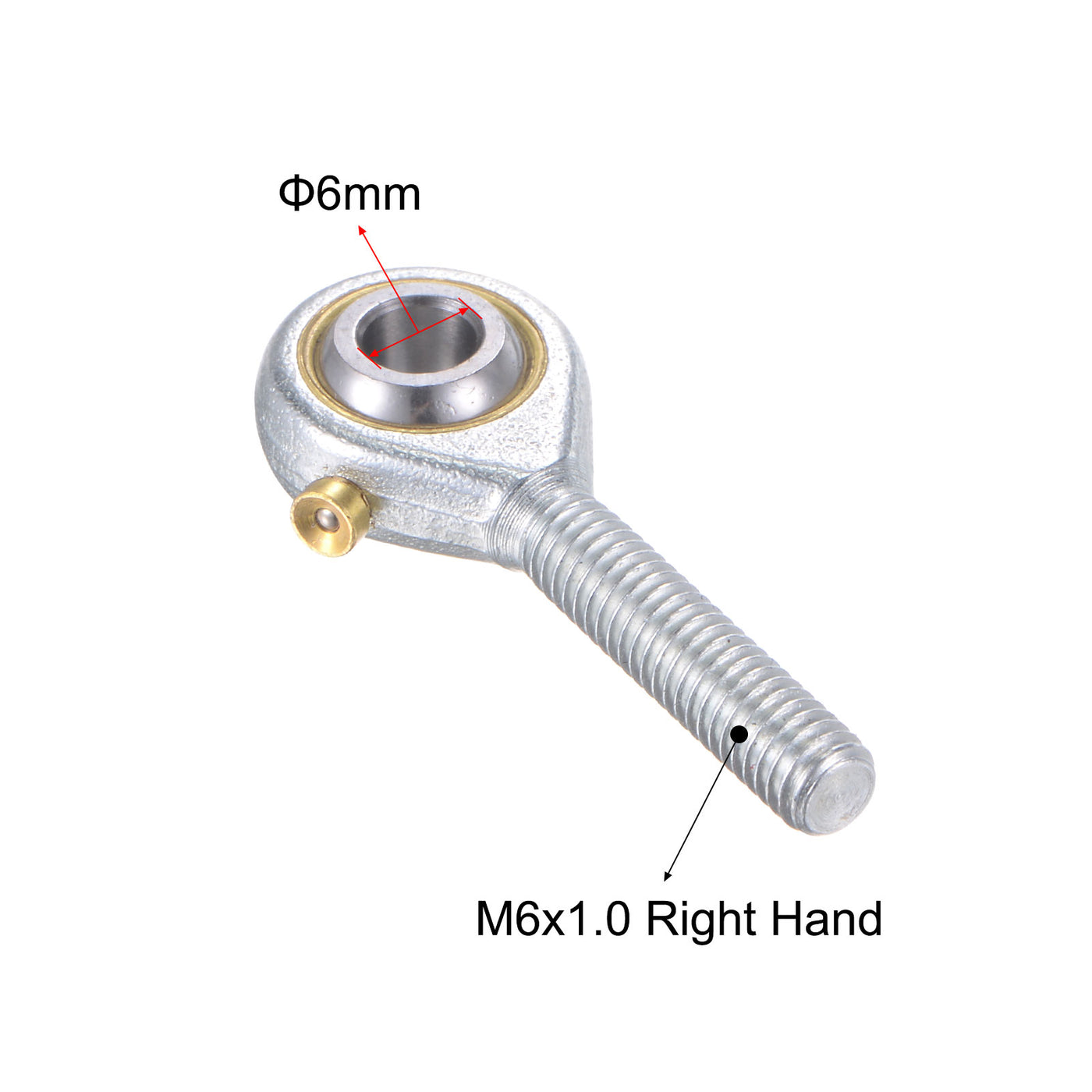 uxcell Uxcell POS6 Rod End Bearing 6mm Bore Self-lubricated M6x1.0 Right Hand Male Thread