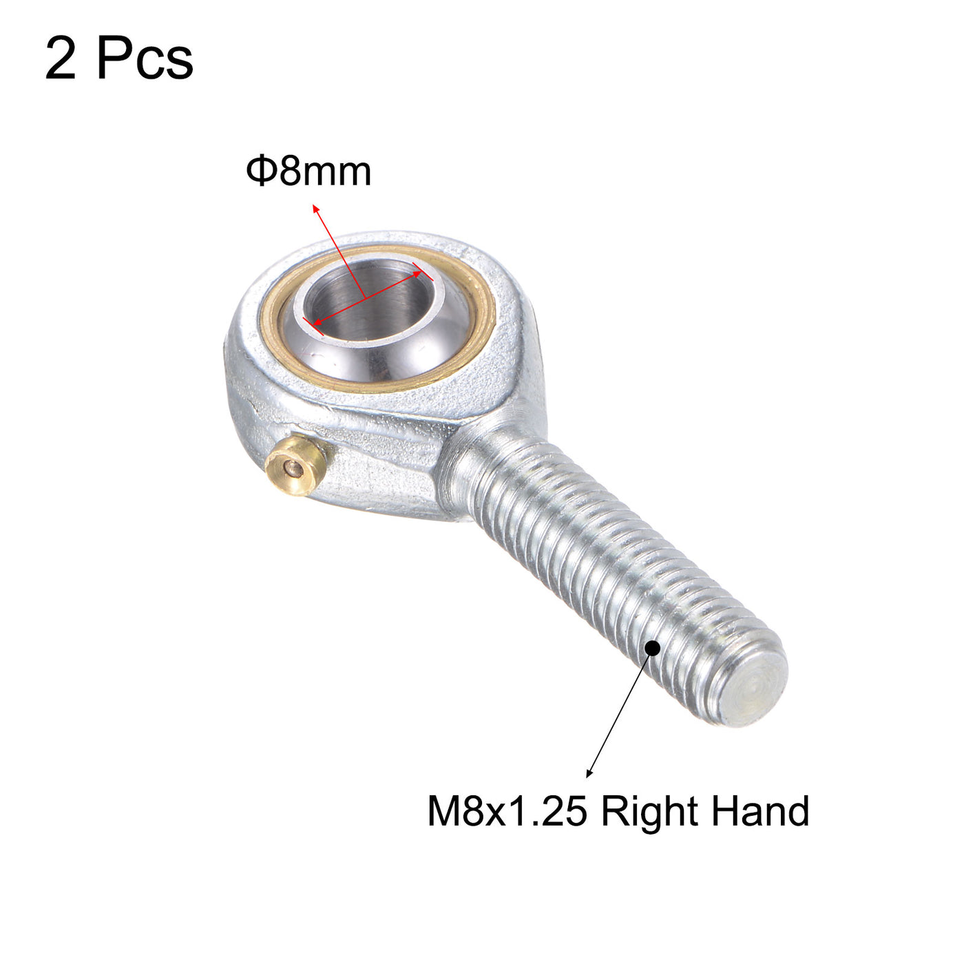 uxcell Uxcell 2pcs POS8 Rod End Bearing 8mm Bore Self-lubricated M8 Right Hand Male Thread