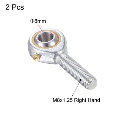 Harfington Uxcell 2pcs POS8 Rod End Bearing 8mm Bore Self-lubricated M8 Right Hand Male Thread