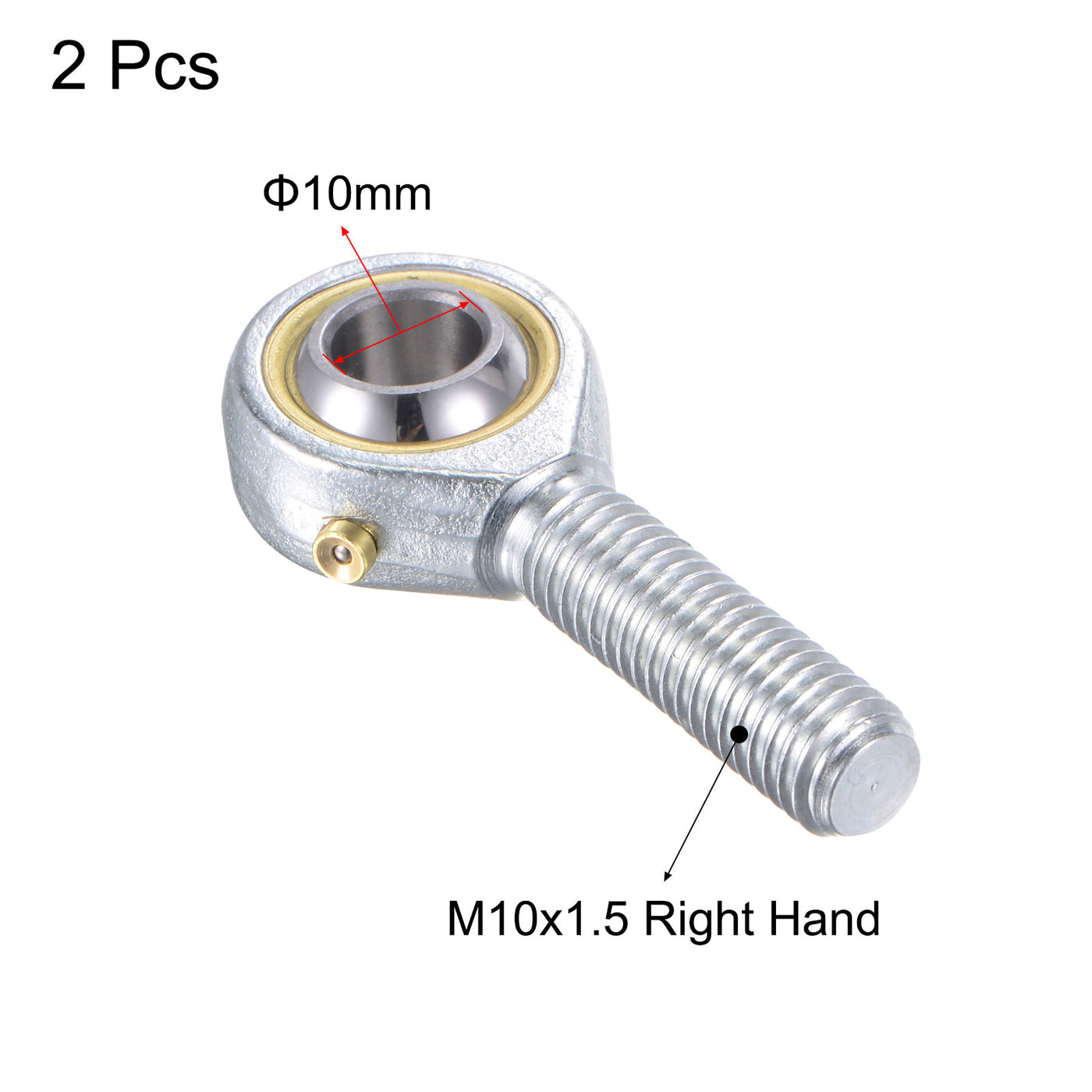 uxcell Uxcell 2pcs POS10 Rod End Bearing 10mm Bore Self-lubricated M10 Right Hand Male Thread