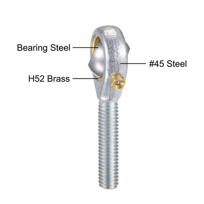 Harfington Uxcell Rod End Bearing Self-lubricated Joint Bearing Left Hand Male Thread Connector