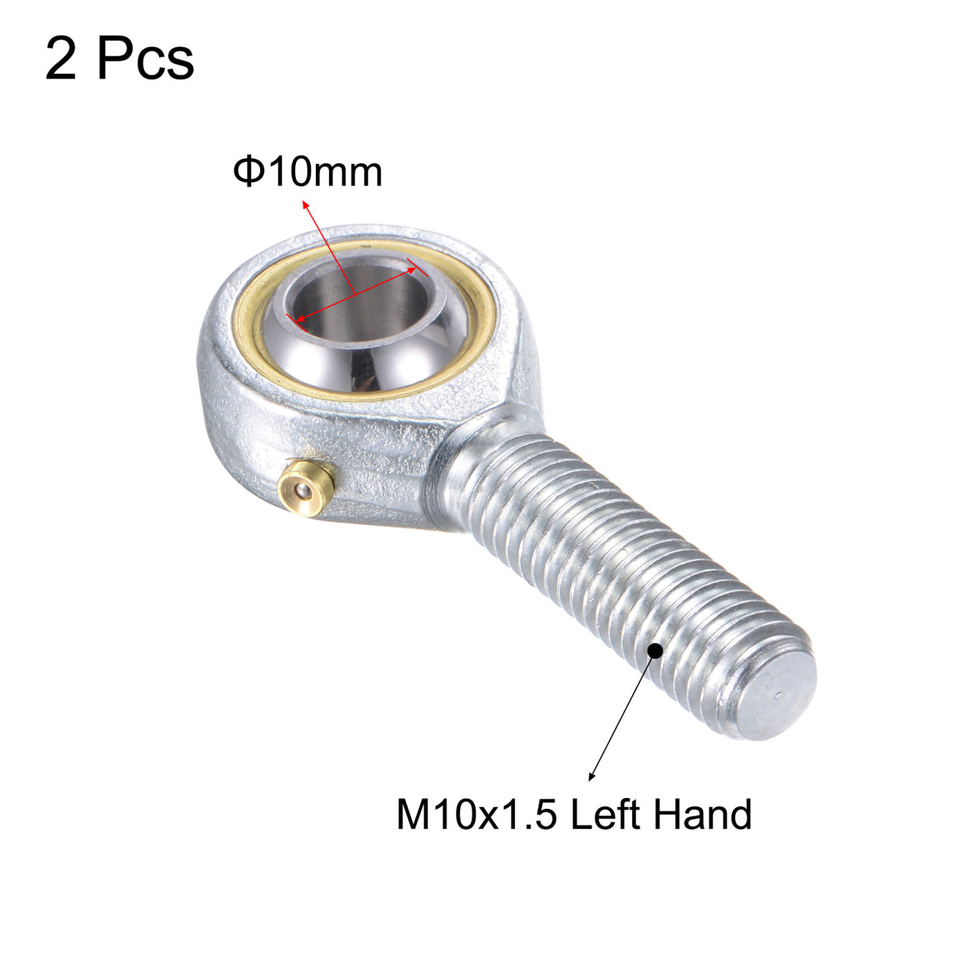 uxcell Uxcell 2pcs POS10 Rod End Bearing 10mm Bore Self-lubricated M10 Left Hand Male Thread