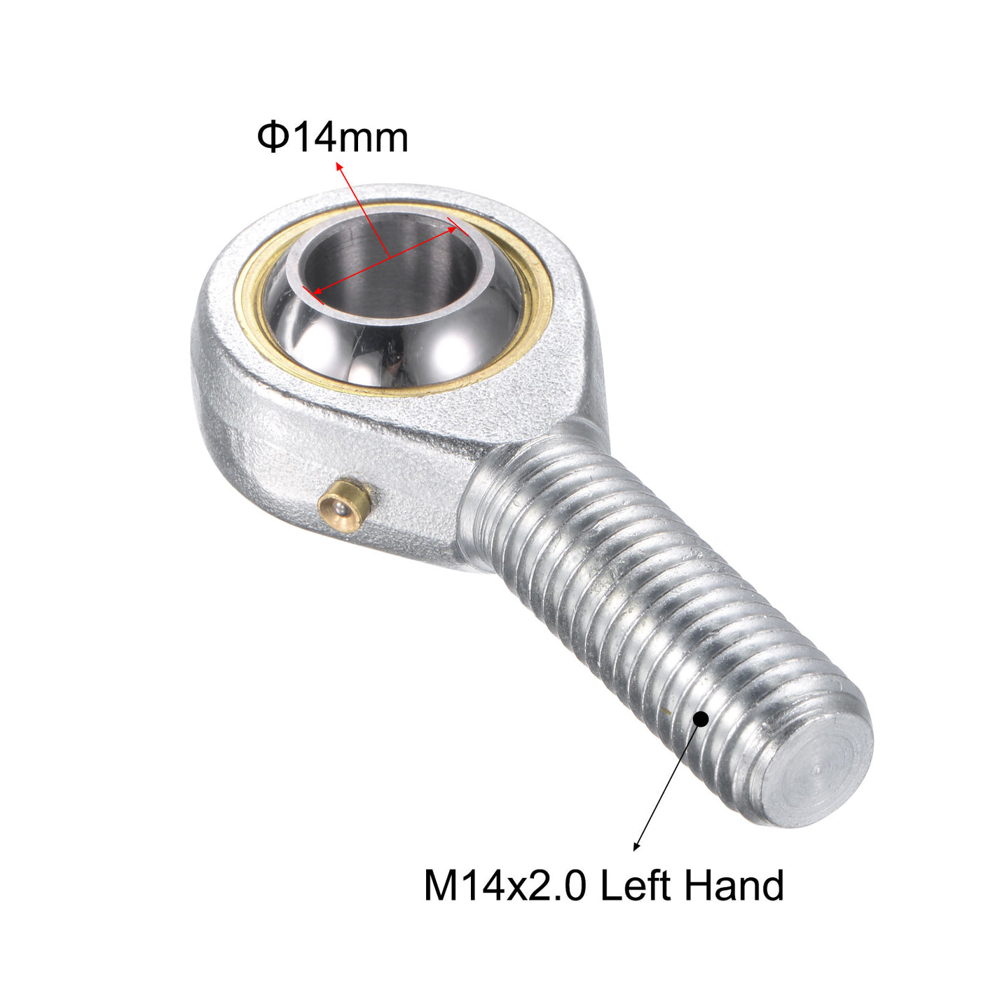 uxcell Uxcell POS14 Rod End Bearing 14mm Bore Self-lubricated M14x2.0 Left Hand Male Thread