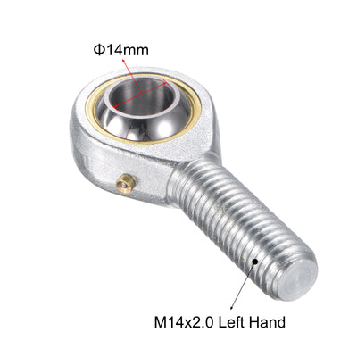 Harfington Uxcell POS14 Rod End Bearing 14mm Bore Self-lubricated M14x2.0 Left Hand Male Thread