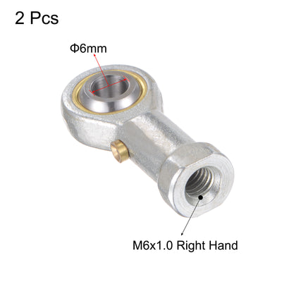 Harfington Uxcell 2pcs PHS6 Rod End Bearing 6mm Bore Self-lubricated M6 Right Hand Female Thread