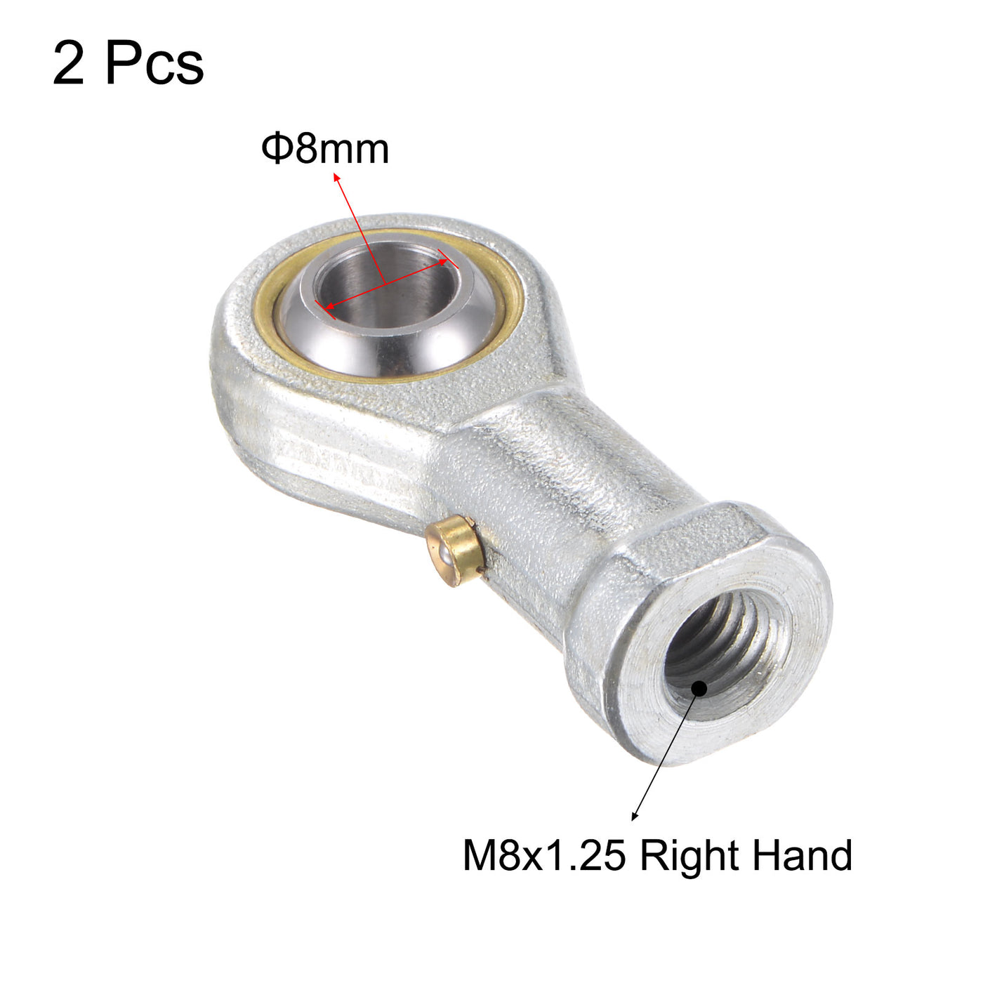 uxcell Uxcell 2pcs PHS8 Rod End Bearing 8mm Bore Self-lubricated M8 Right Hand Female Thread